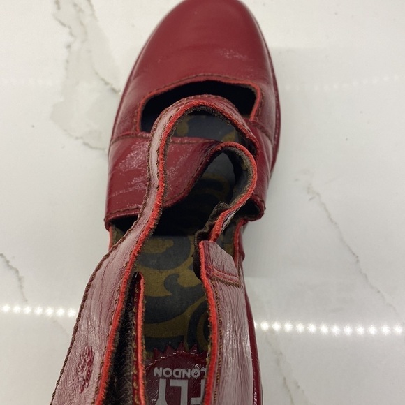 FLY London Crossover Mary Jane Wedge RED Portugal Adjustable Womens Size - Picture 9 of 12